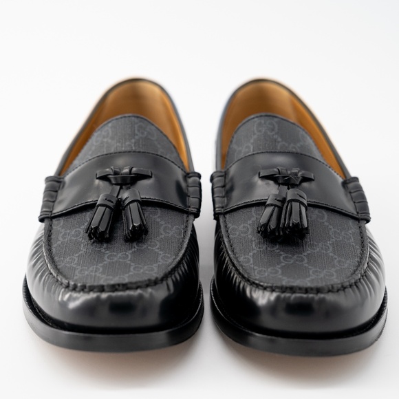 size 12.5G 13 US Gucci GG Loafer Tassel Black Leather Canvas main image 9